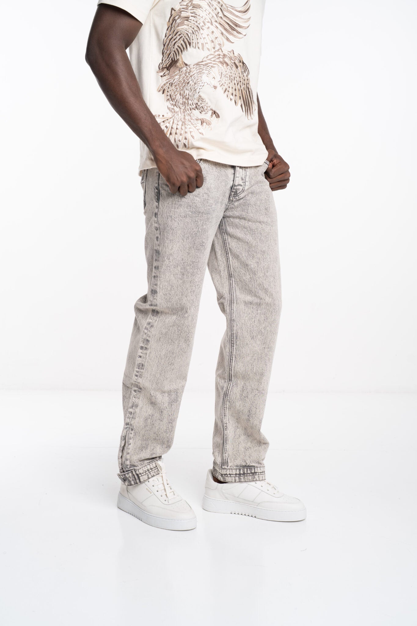 Only The Blind Grey Monogram Stone Denim Jeans OTB-D1392