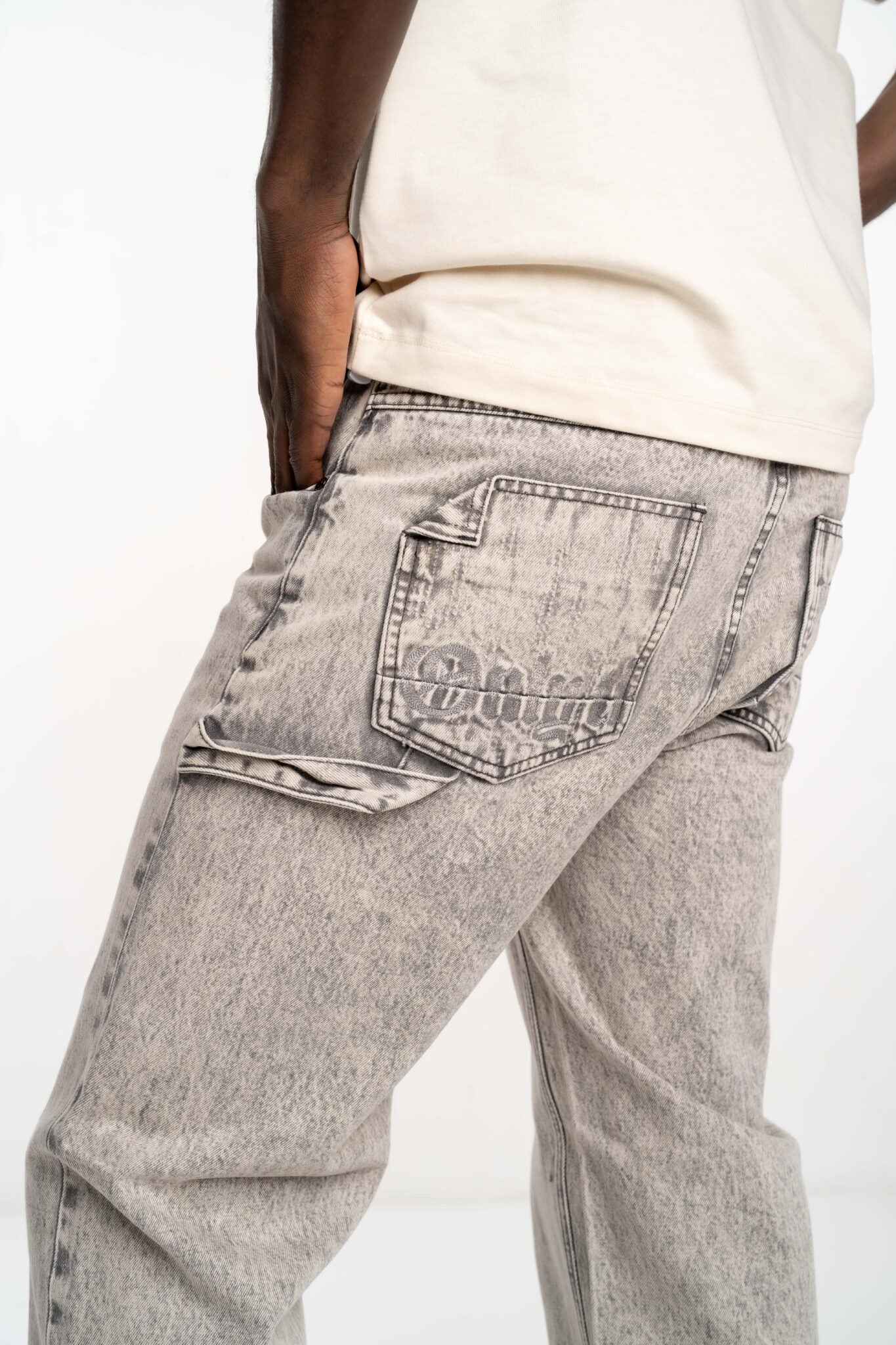 Only The Blind Grey Monogram Stone Denim Jeans OTB-D1392