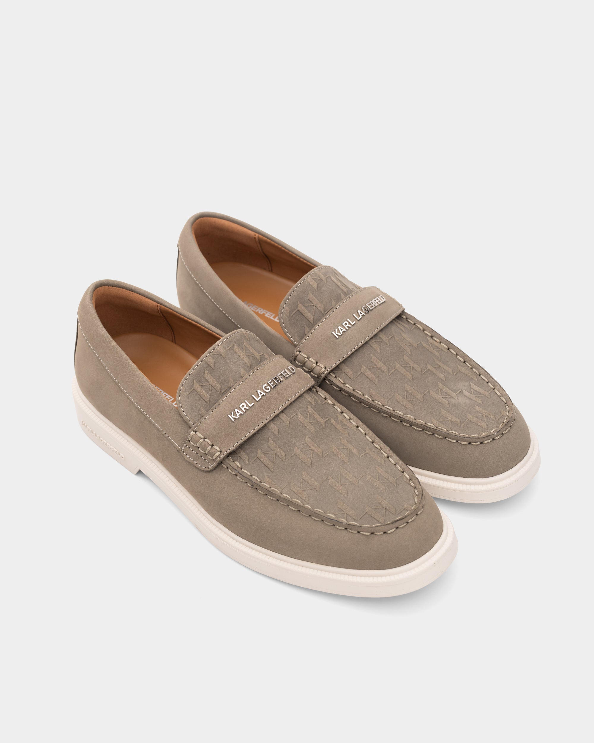 Karl Lagerfeld Men's Kori Monogram Vamp Light Khaki Nubuck | KL21413-2KH