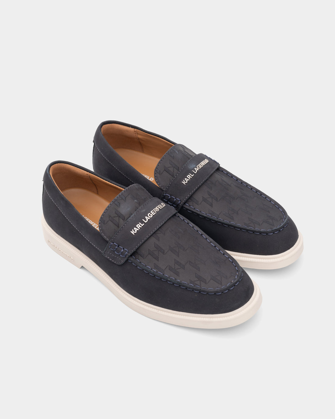 Karl Lagerfeld Men's Kori Monogram Vamp Navy Nubuck | KL21413-2AA
