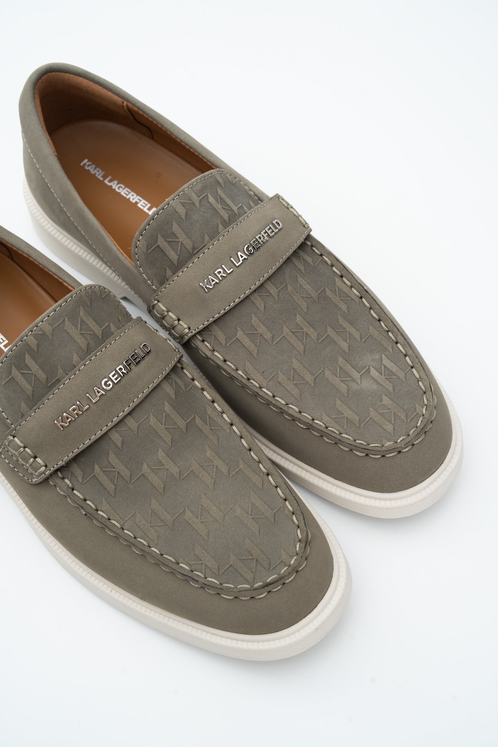 Karl Lagerfeld Men's Kori Monogram Vamp Light Khaki Nubuck | KL21413-2KH