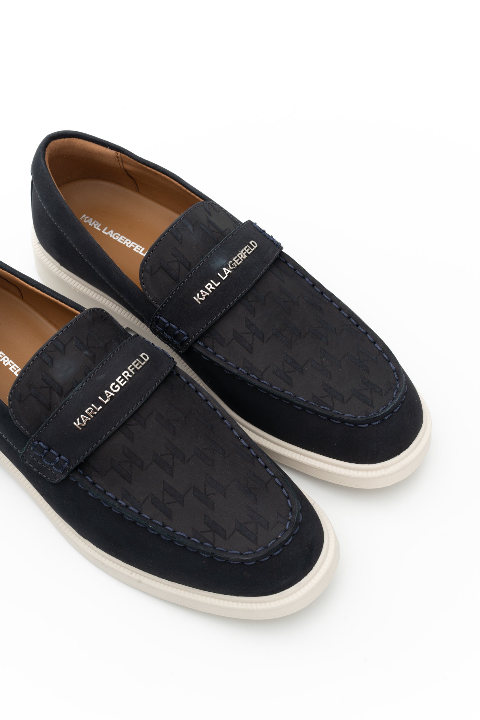 Karl Lagerfeld Men's Kori Monogram Vamp Navy Nubuck | KL21413-2AA