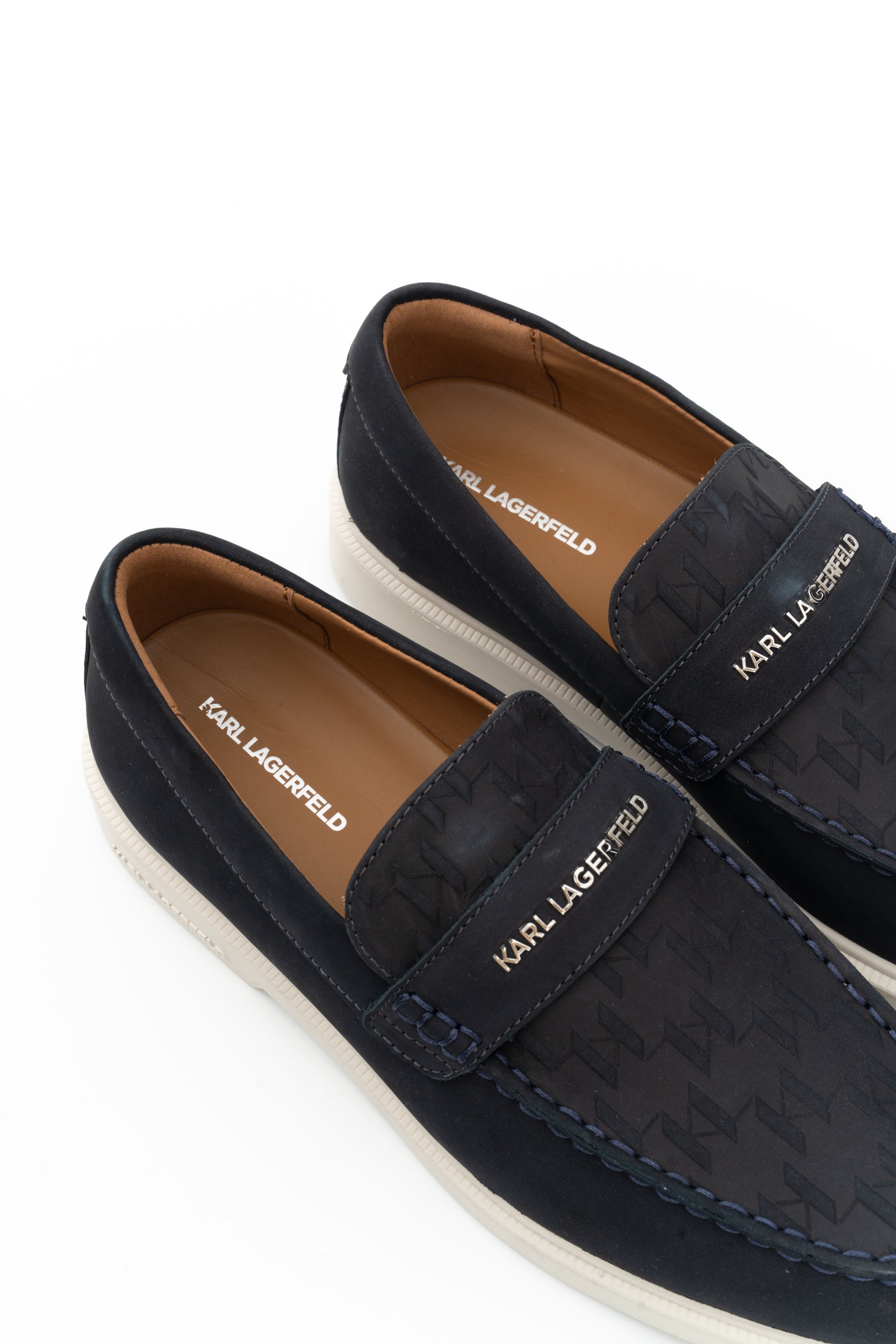 Karl Lagerfeld Men's Kori Monogram Vamp Navy Nubuck | KL21413-2AA