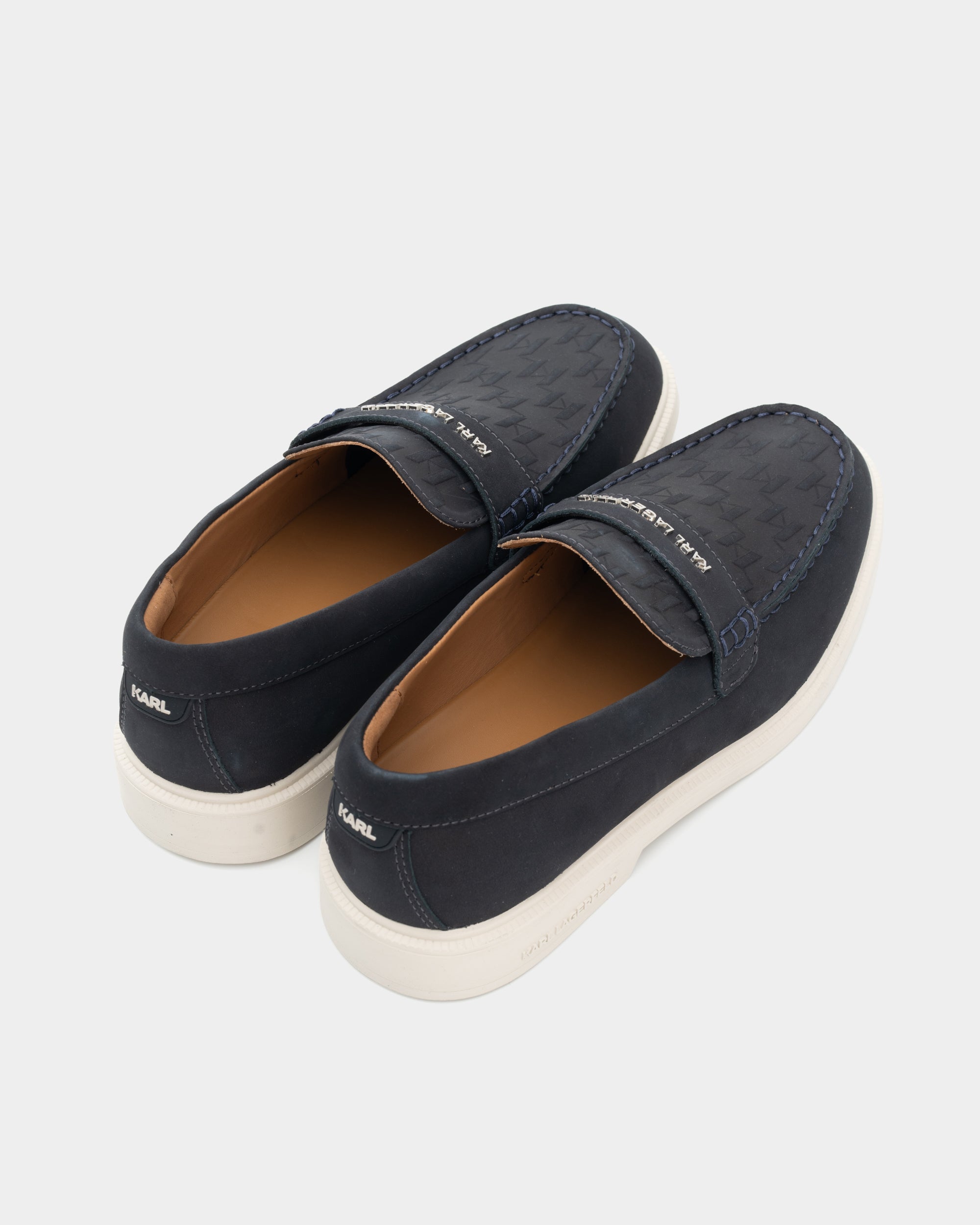 Karl Lagerfeld Men's Kori Monogram Vamp Navy Nubuck | KL21413-2AA