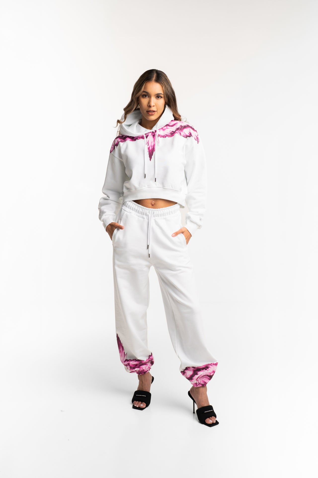 County of Milan Ladies Crop Sweater | 26ECM30100-White/Pink