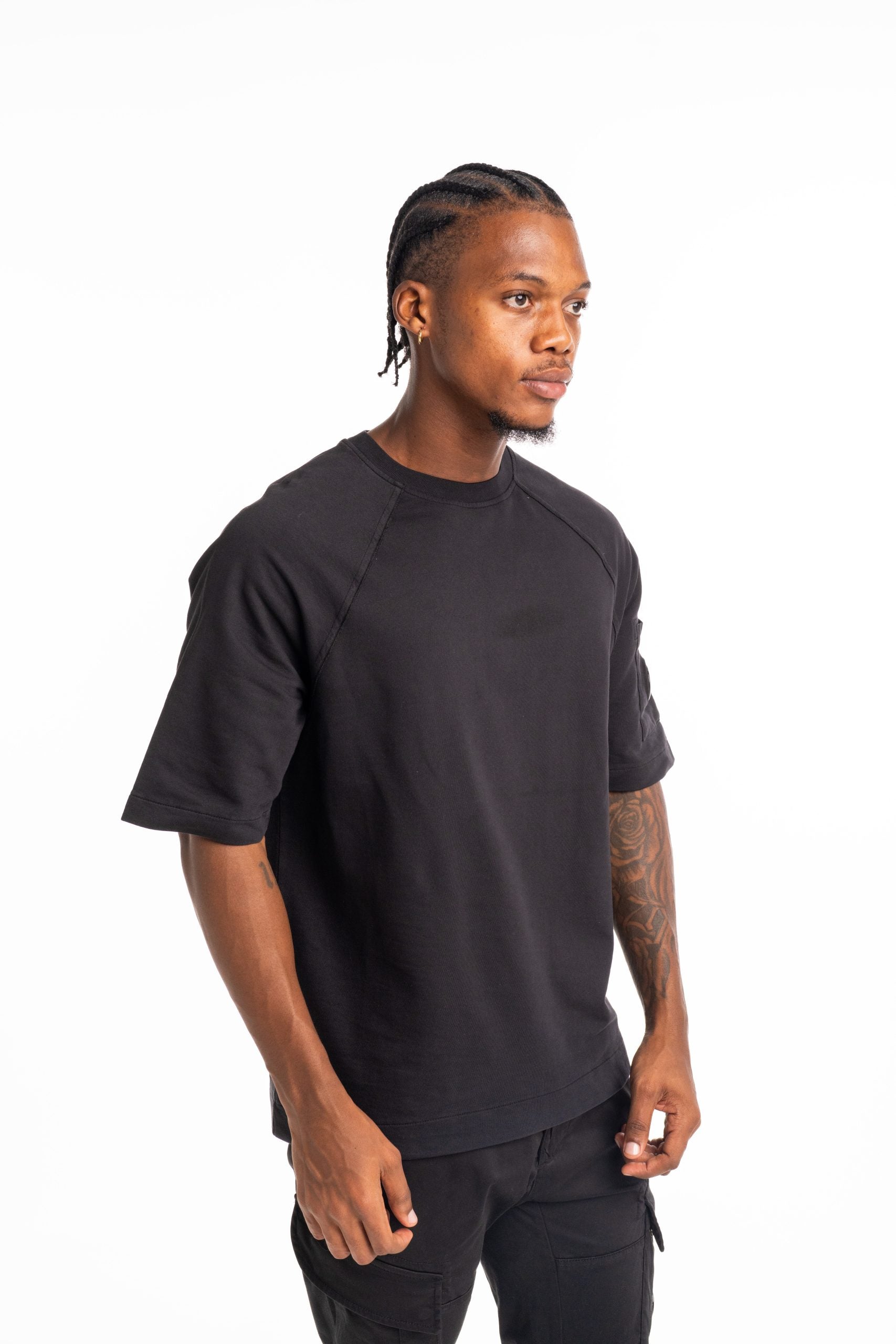 CP Company Men's Short Sleeve Sweatshirt Black | 20CMSS034A002246G-999