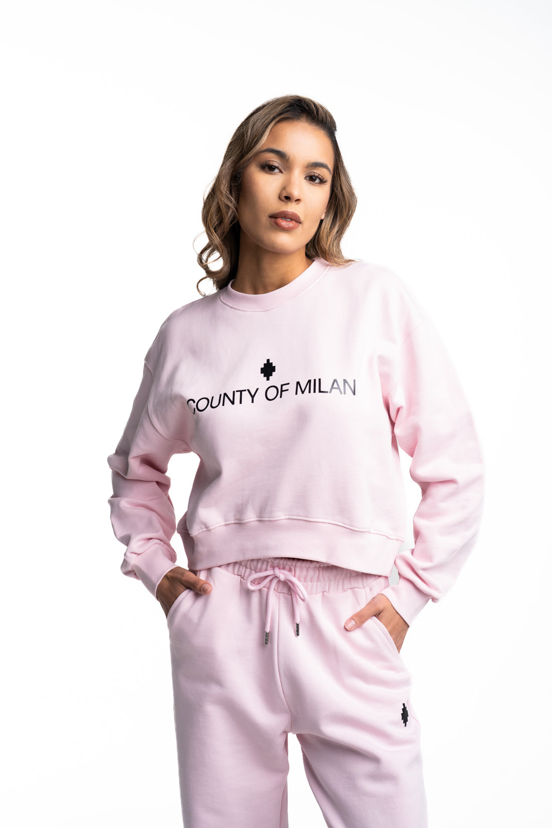 County of Milan Ladies Crop Sweater | 26ECM30108-Rose