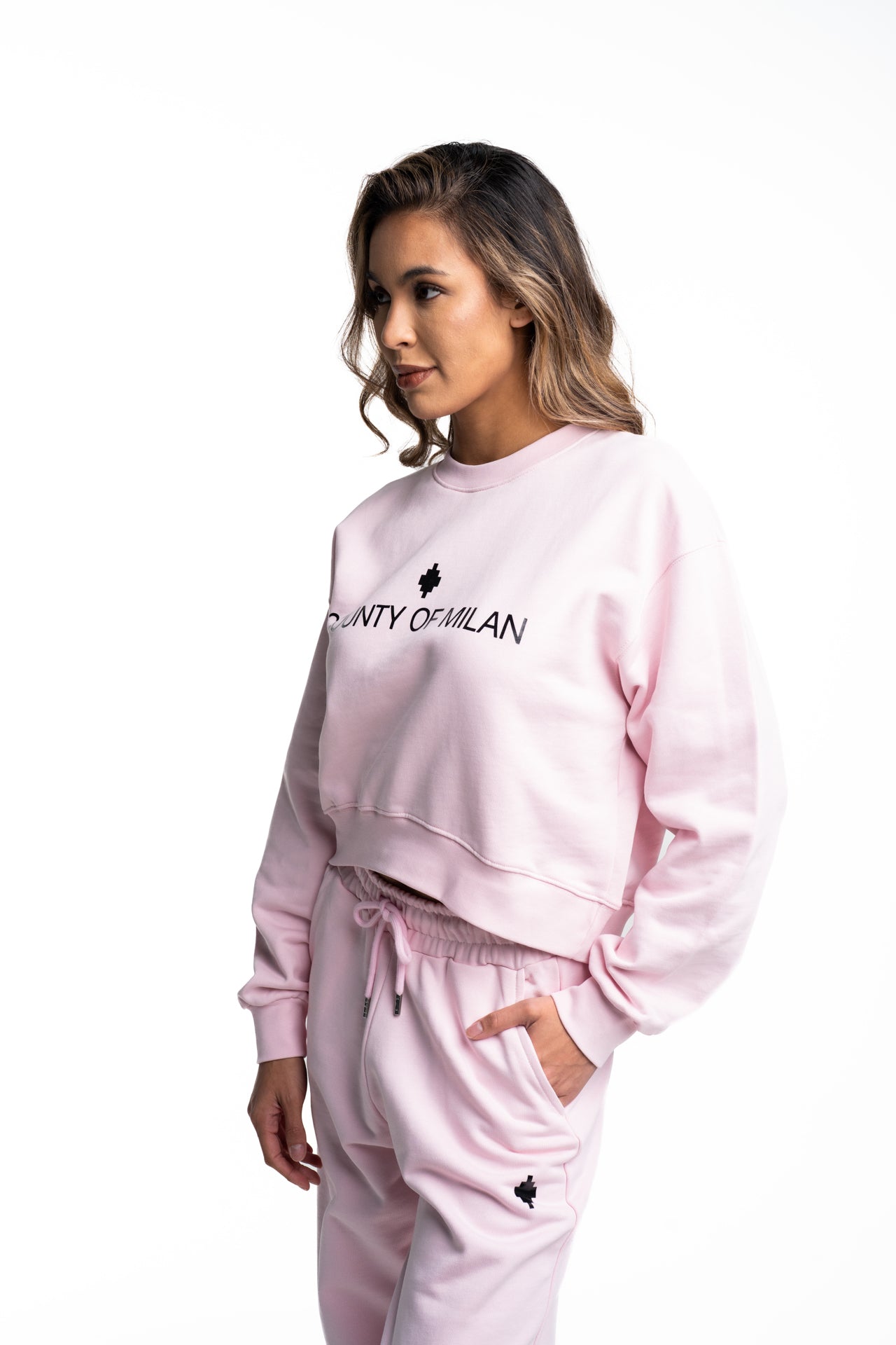 County of Milan Ladies Crop Sweater | 26ECM30108-Rose