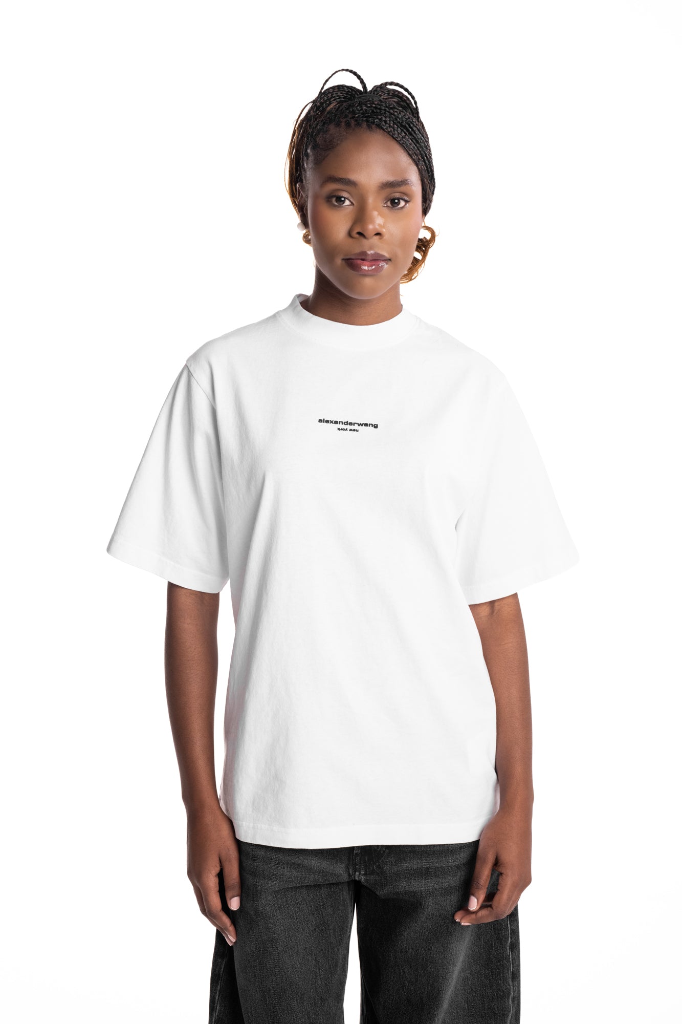 Alexander Wang Short Sleeve Tee w/Logo Print White | UCC3261905-100