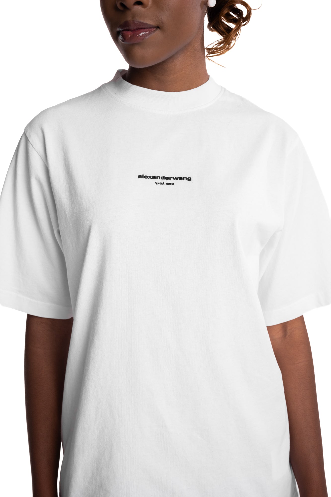Alexander Wang Short Sleeve Tee w/Logo Print White | UCC3261905-100
