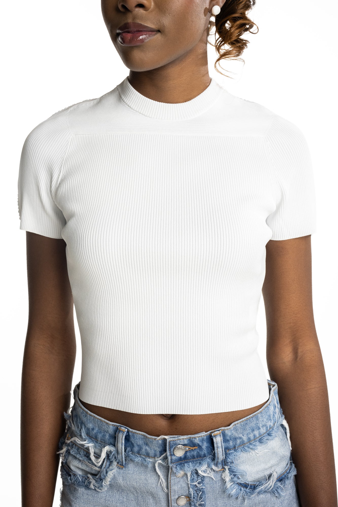 Alexander Wang SS Tee w/Emboss Logo Track Stripe Optic White | 1KC2261083-144