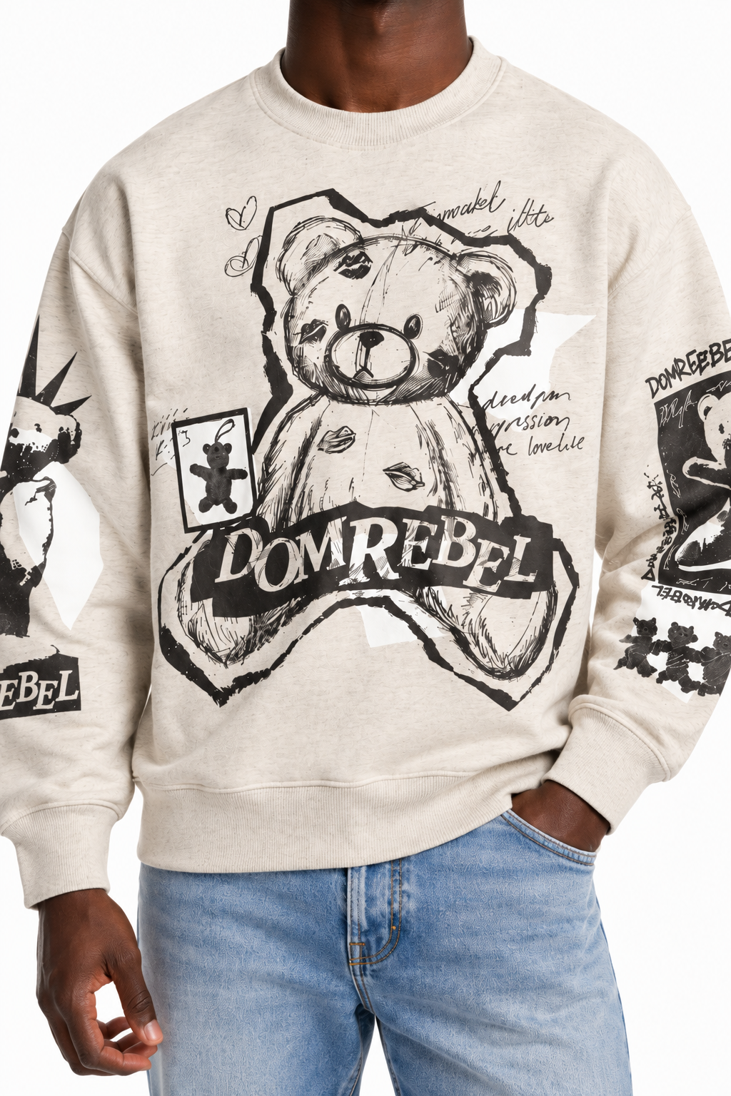 Dom Rebel Men's High Low Sweatshirt | Greige