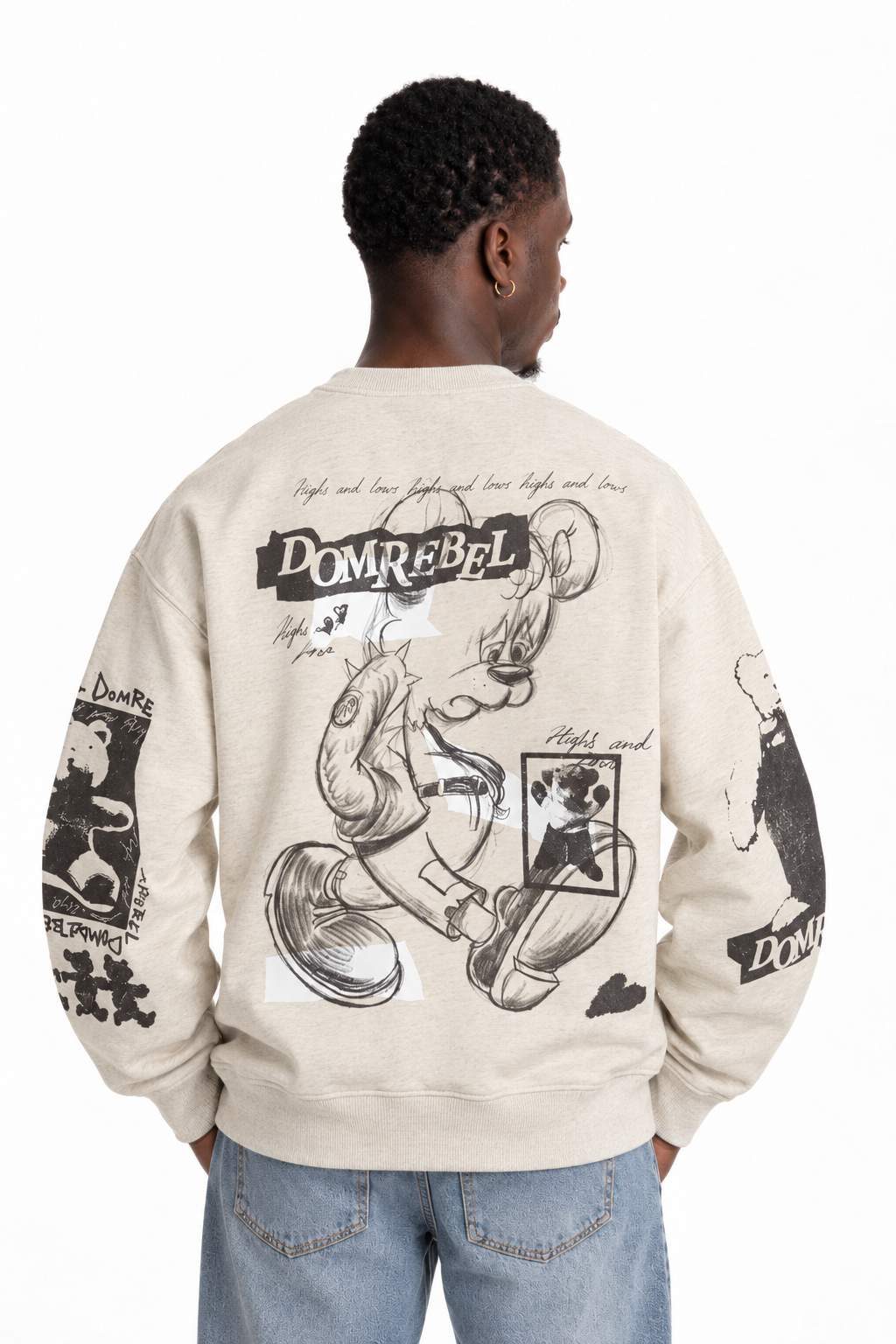 Dom Rebel Men's High Low Sweatshirt | Greige