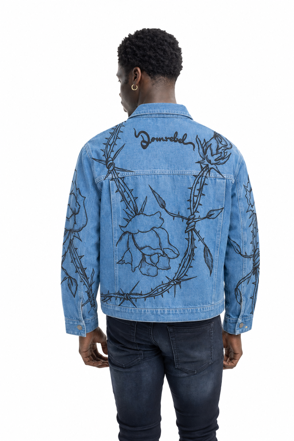 Dom Rebel Men's Inked Jean Jacket | Faded Blue