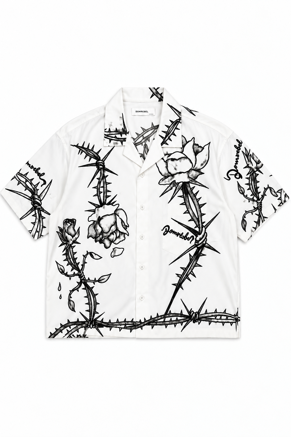 Dom Rebel Men's Inked Camp Collar Shirt | Greige