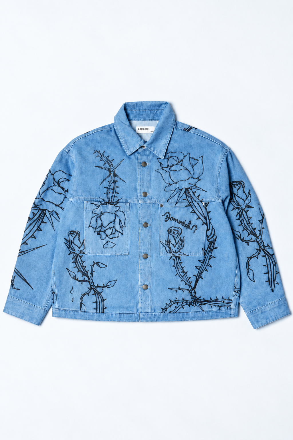 Dom Rebel Men's Inked Jean Jacket | Faded Blue