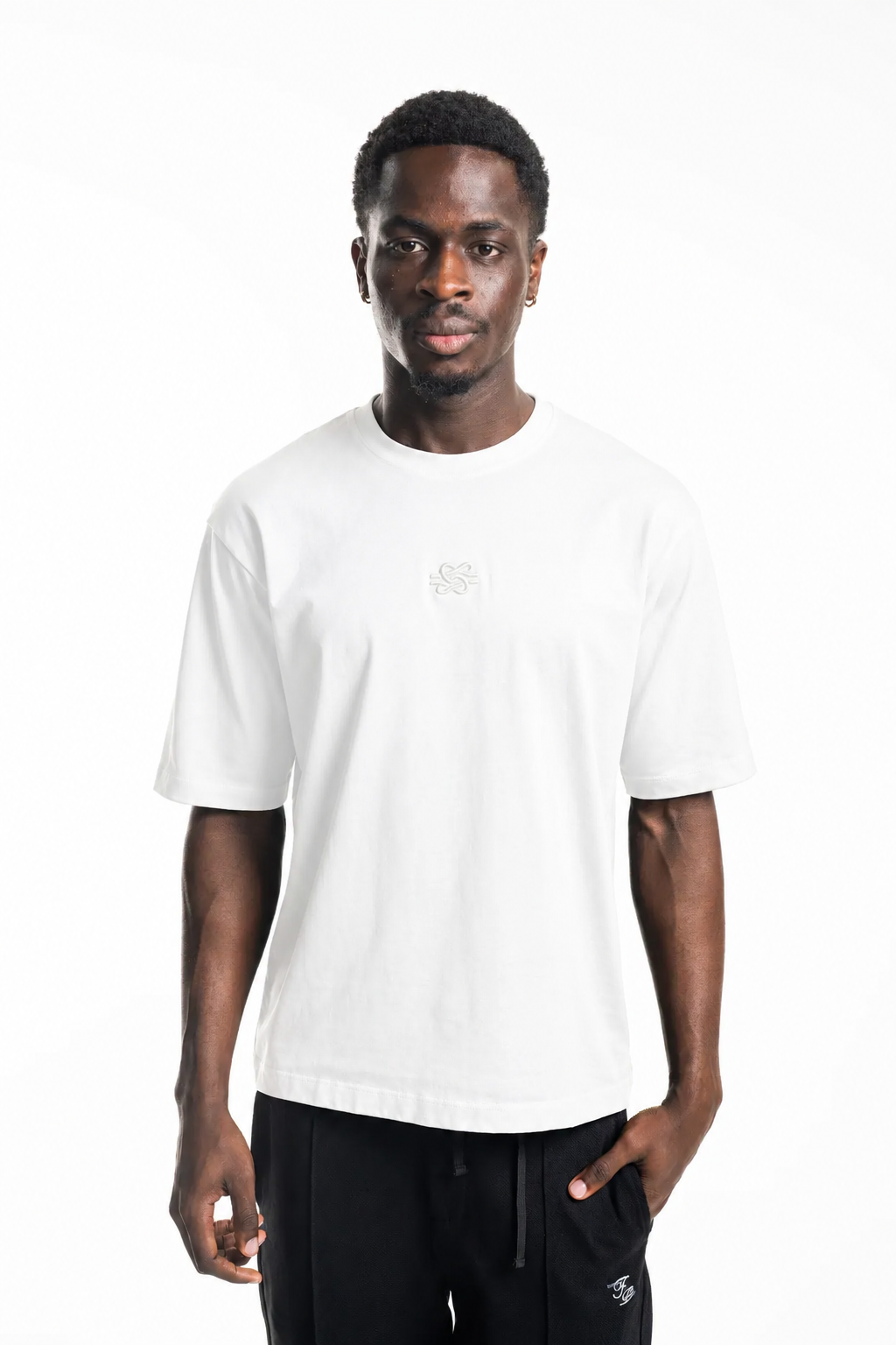 Filling Pieces Men's T Shirt Boxy Embroidered White | 412520501142-110