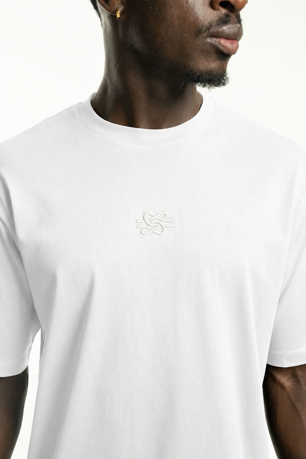 Filling Pieces Men's T Shirt Boxy Embroidered White | 412520501142-110