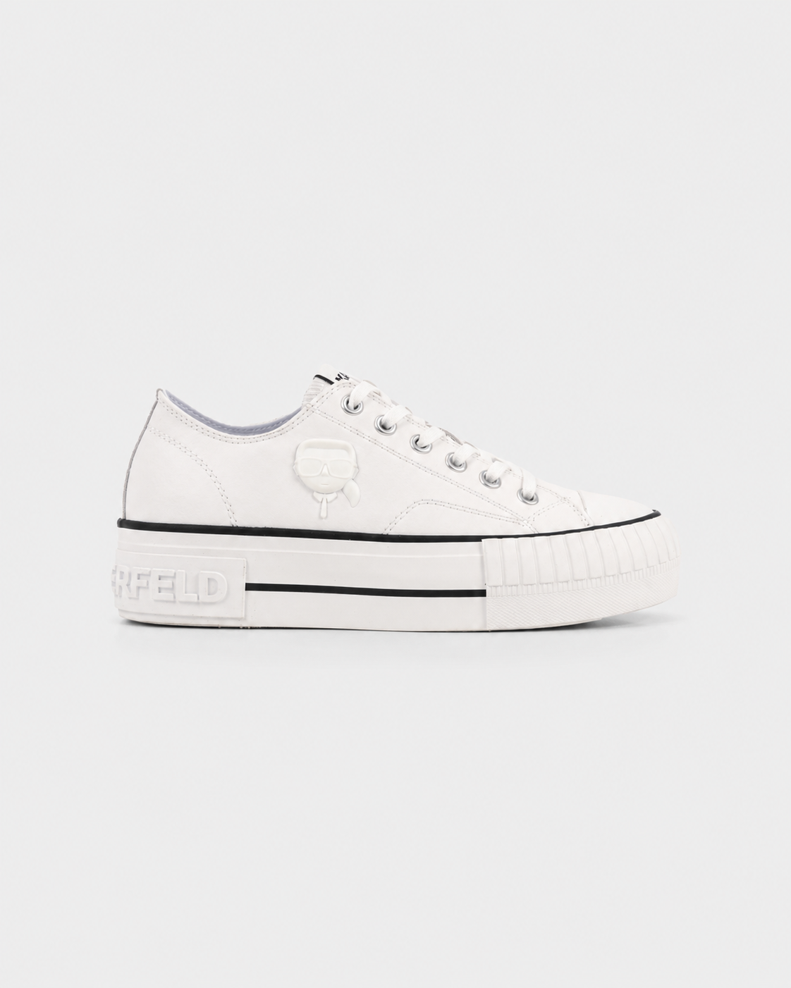 Karl Lagerfeld Ladies Kampus Max NFT Relief Lo Lthr White Lthr | KL60426-011