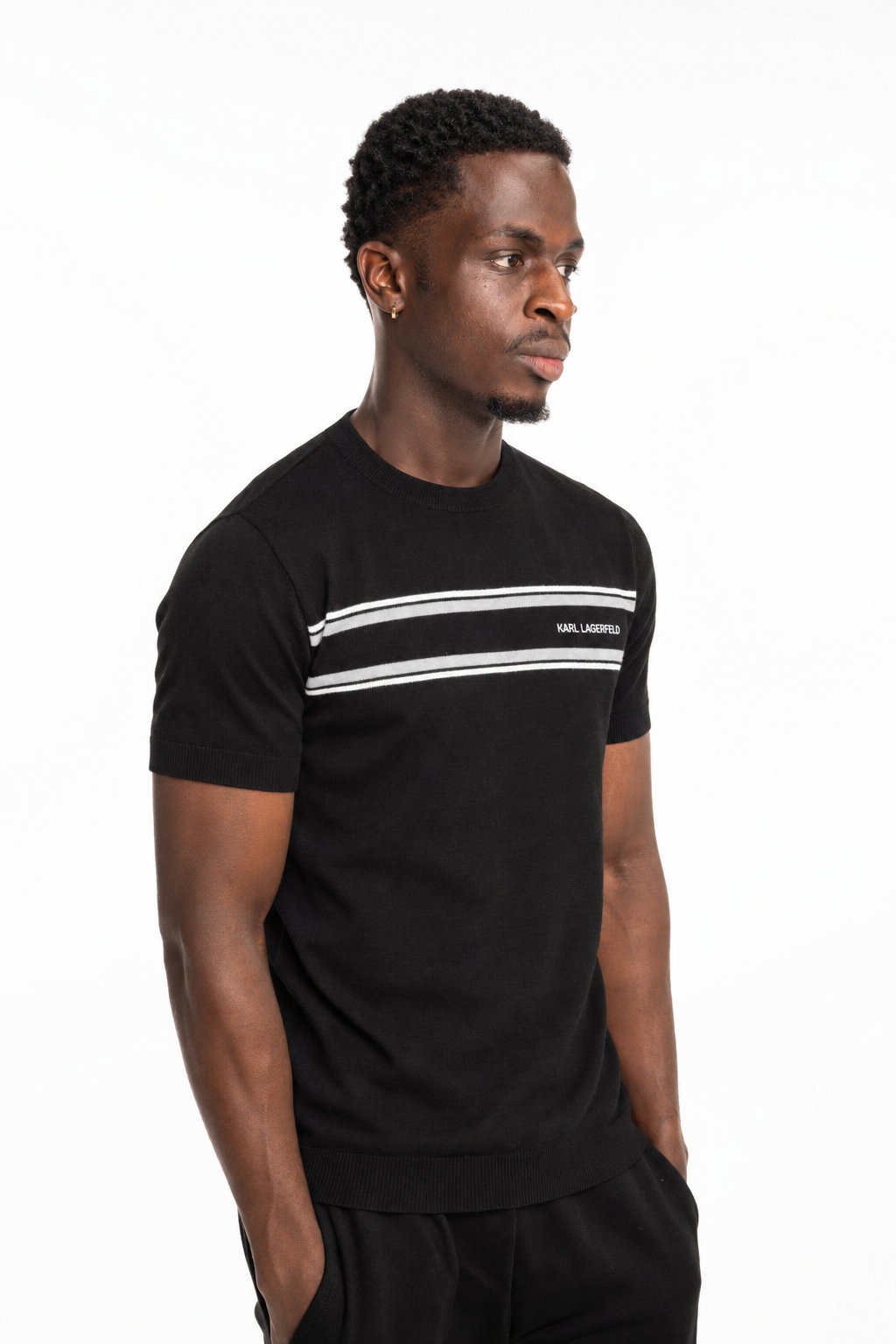 Karl Lagerfeld Men's Knit Crewneck Black | 6550105613-990