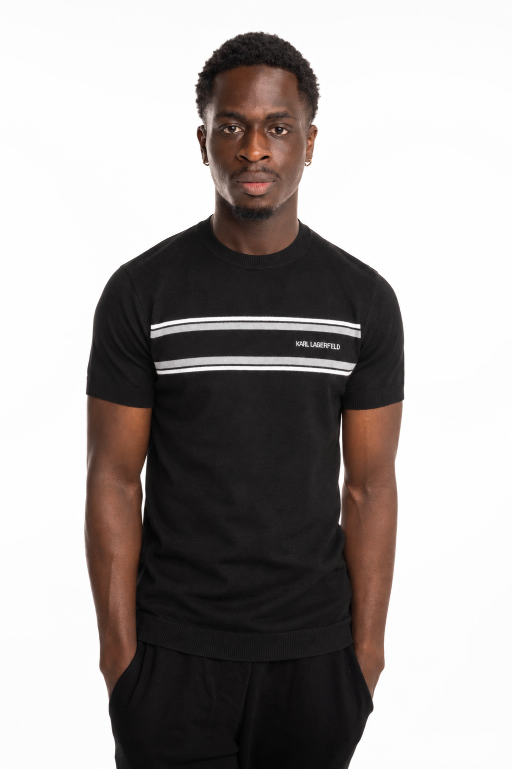Karl Lagerfeld Men's Knit Crewneck Black | 6550105613-990