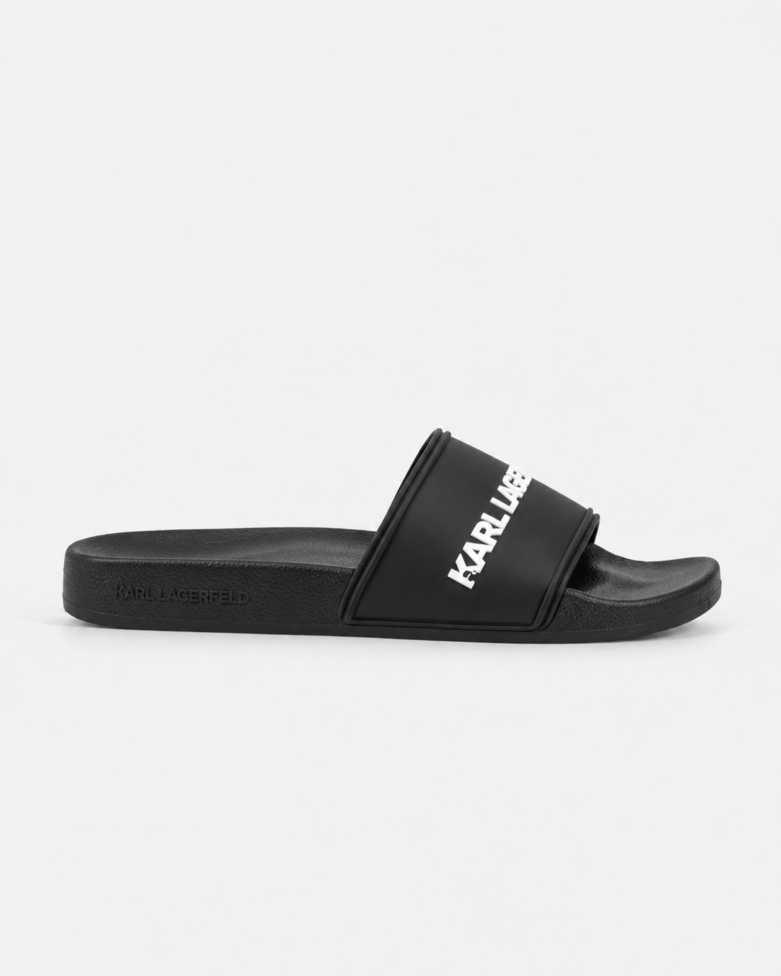 Karl Lagerfeld Men's Kondo II Long Logo Slide Black Rubber | KL70004C-V00