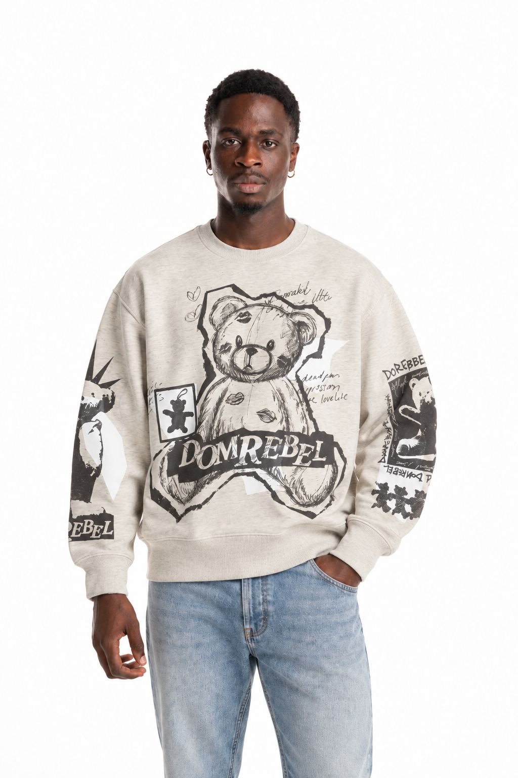 Dom Rebel Men's High Low Sweatshirt | Greige