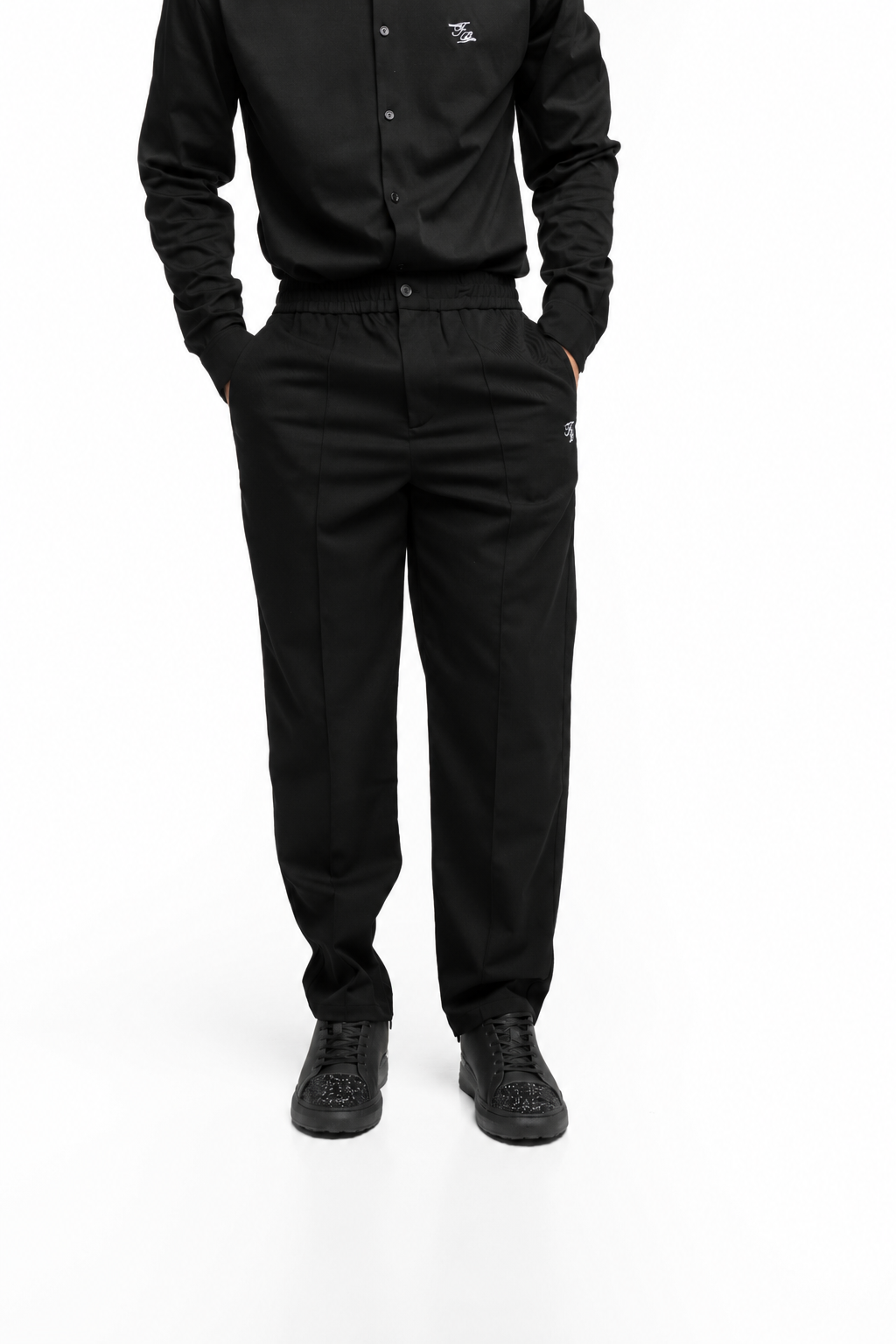 (Core) Filling Pieces Men's Twill Wool Coach Pants Black | 422550500247-130