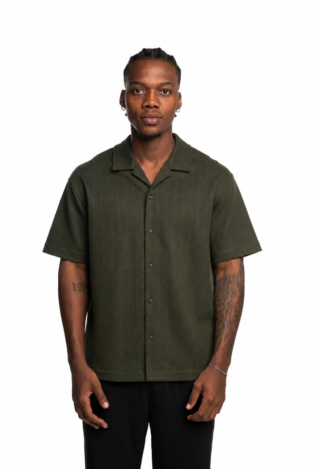 Only The Blind Iridescent Green Embroidered Shirt | OTB-SH1610