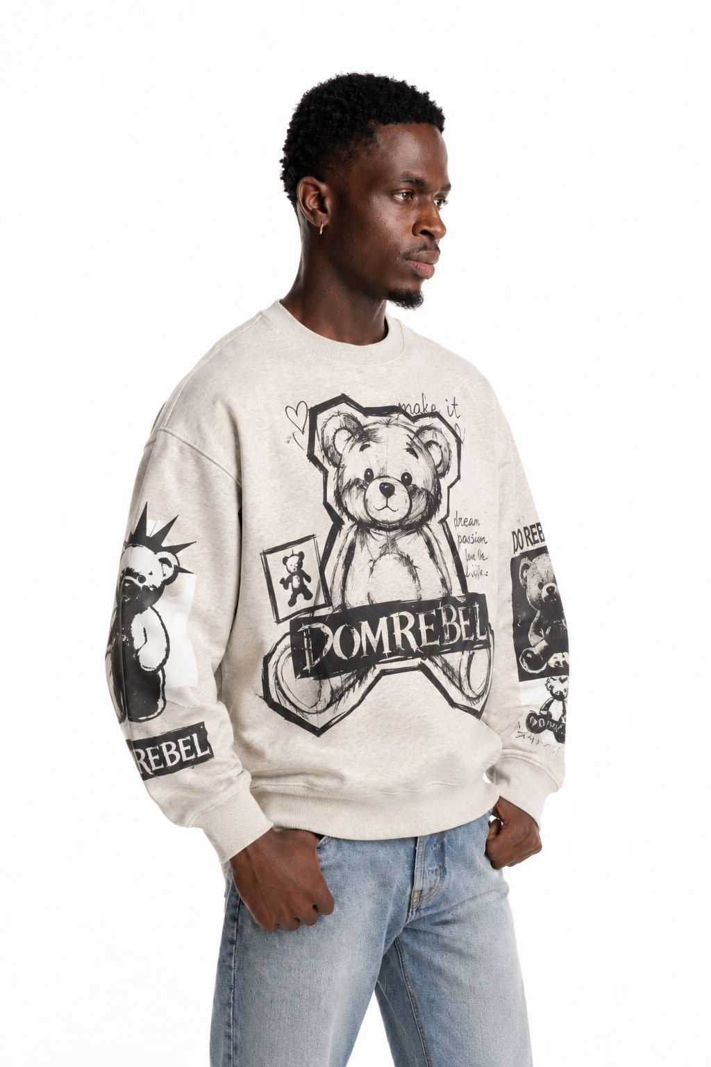 Dom Rebel Men's High Low Sweatshirt | Greige