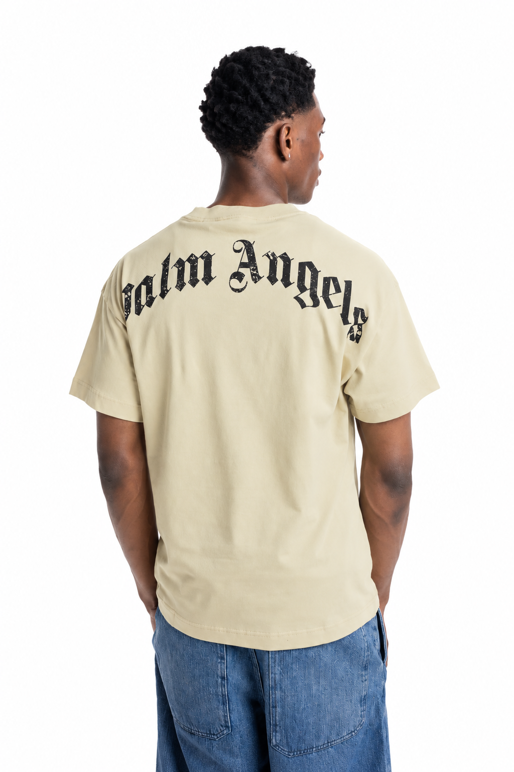 Palm Angels Men's Curved Logo T Shirt | PMAAT01J99A4-0K10