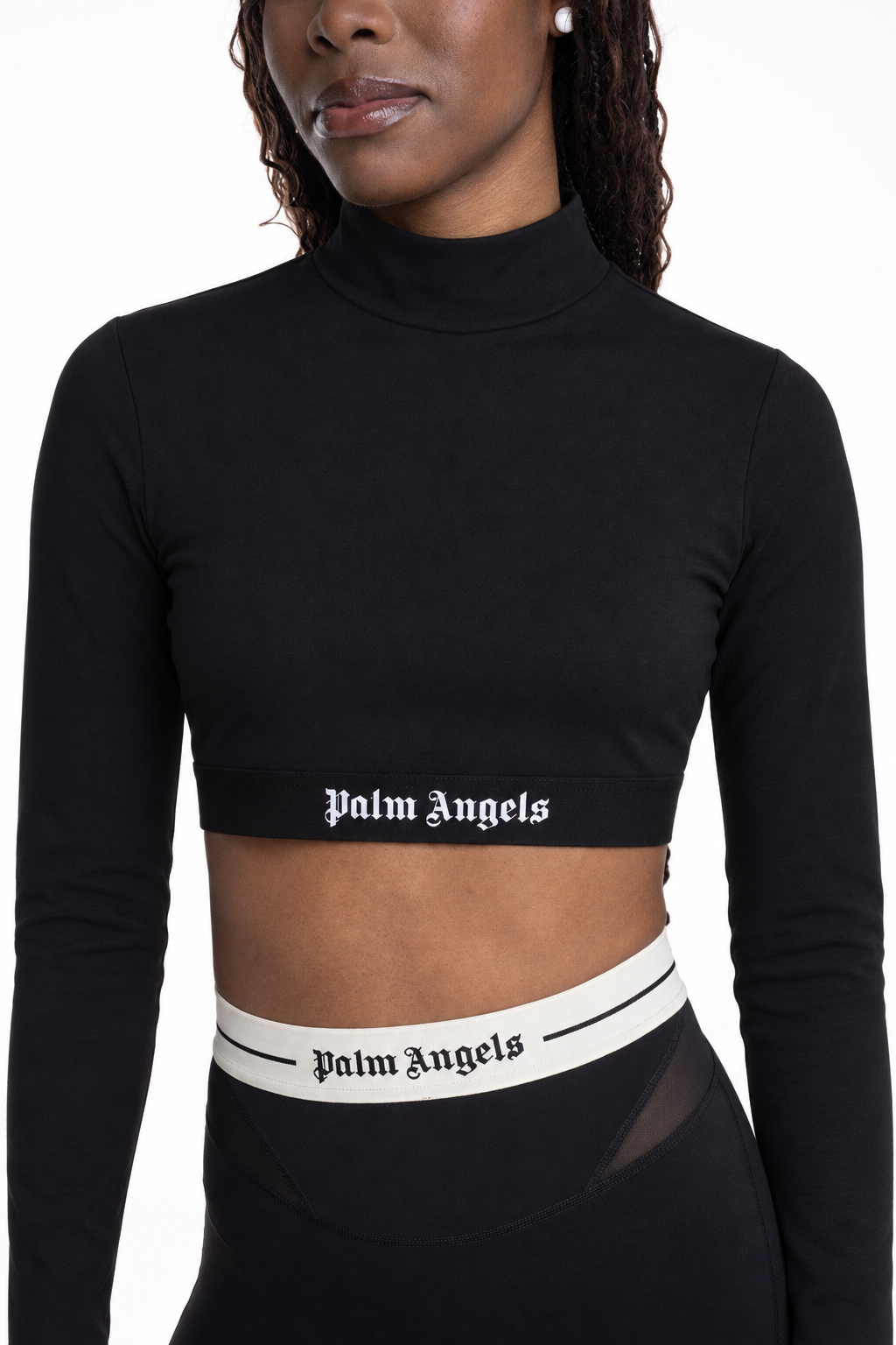 Palm Angels Womens Classic Logo Mockneck Top LS | PWVO014S26FAB001-1010