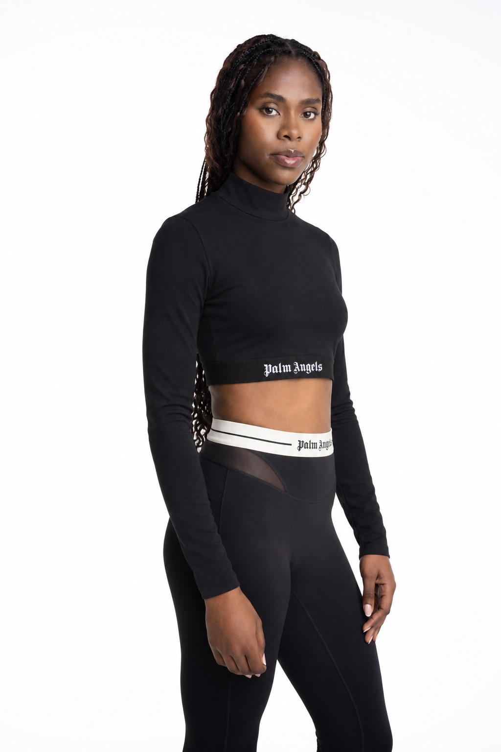 Palm Angels Womens Classic Logo Mockneck Top LS | PWVO014S26FAB001-1010