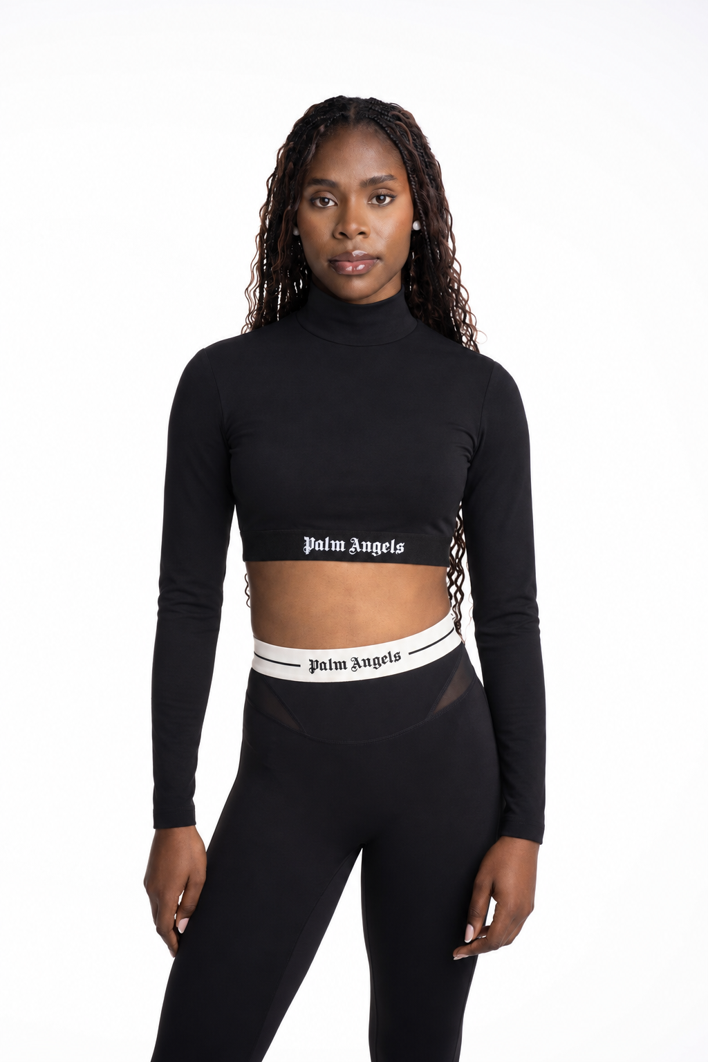 Palm Angels Womens Classic Logo Mockneck Top LS | PWVO014S26FAB001-1010