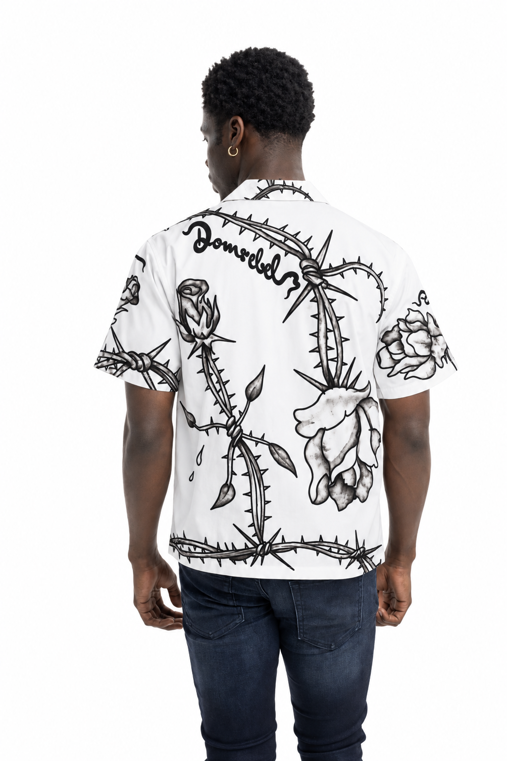 Dom Rebel Men's Inked Camp Collar Shirt | Greige
