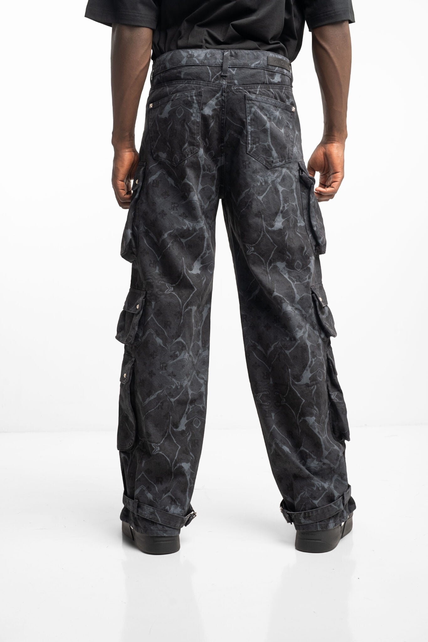John Richmond Men's Cargo Pants Wader RMA24324PAI5 Black/Wht