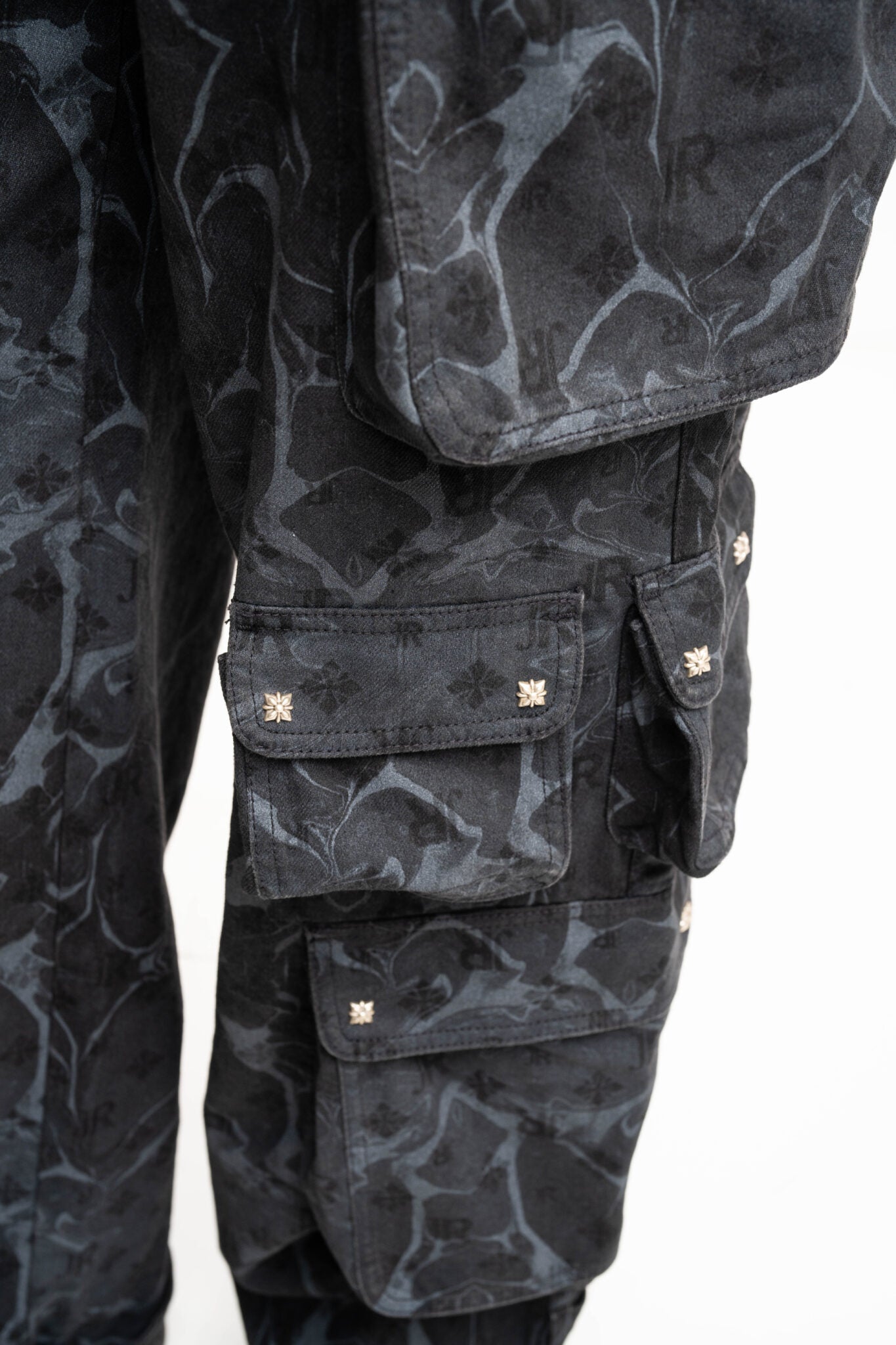 John Richmond Men's Cargo Pants Wader RMA24324PAI5 Black/Wht
