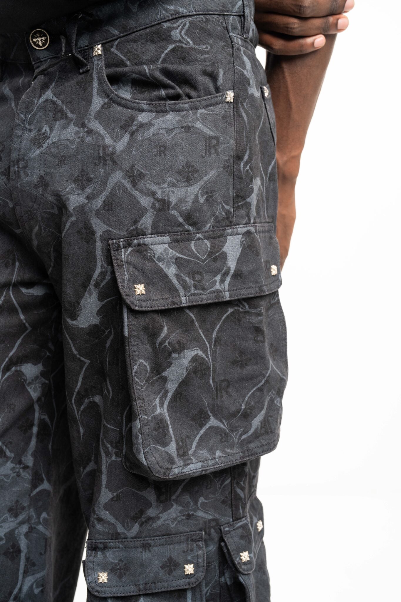 John Richmond Men's Cargo Pants Wader RMA24324PAI5 Black/Wht