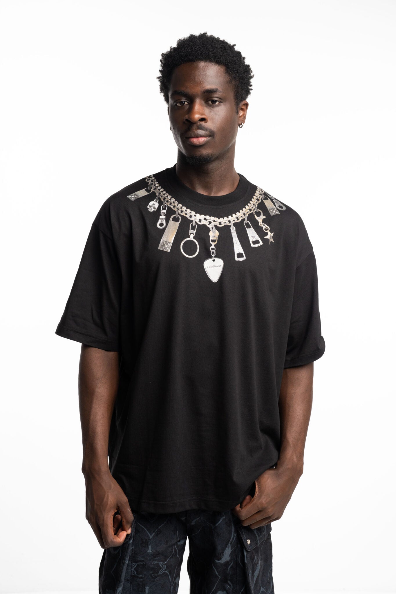 John Richmond Men's T Shirt Over Ianike RMA24131TSIT Black