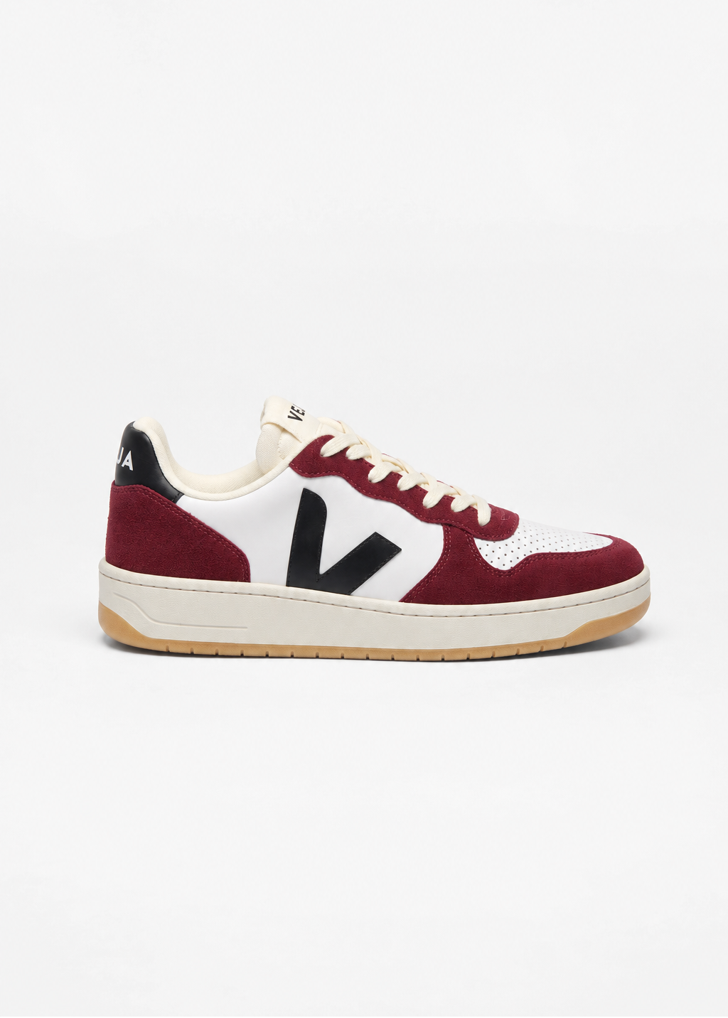 Veja Ladies V-10 Leather Sneaker VI0220864A White Black Armante