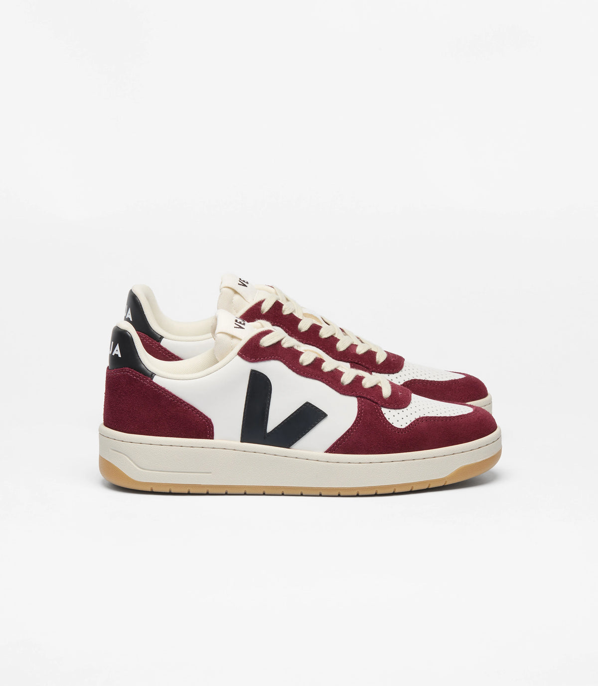 Veja Ladies V-10 Leather Sneaker VI0220864A White Black Armante