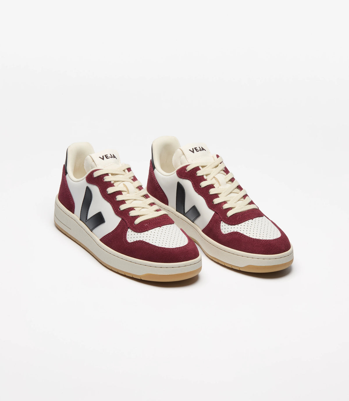 Veja Ladies V-10 Leather Sneaker VI0220864A White Black Armante