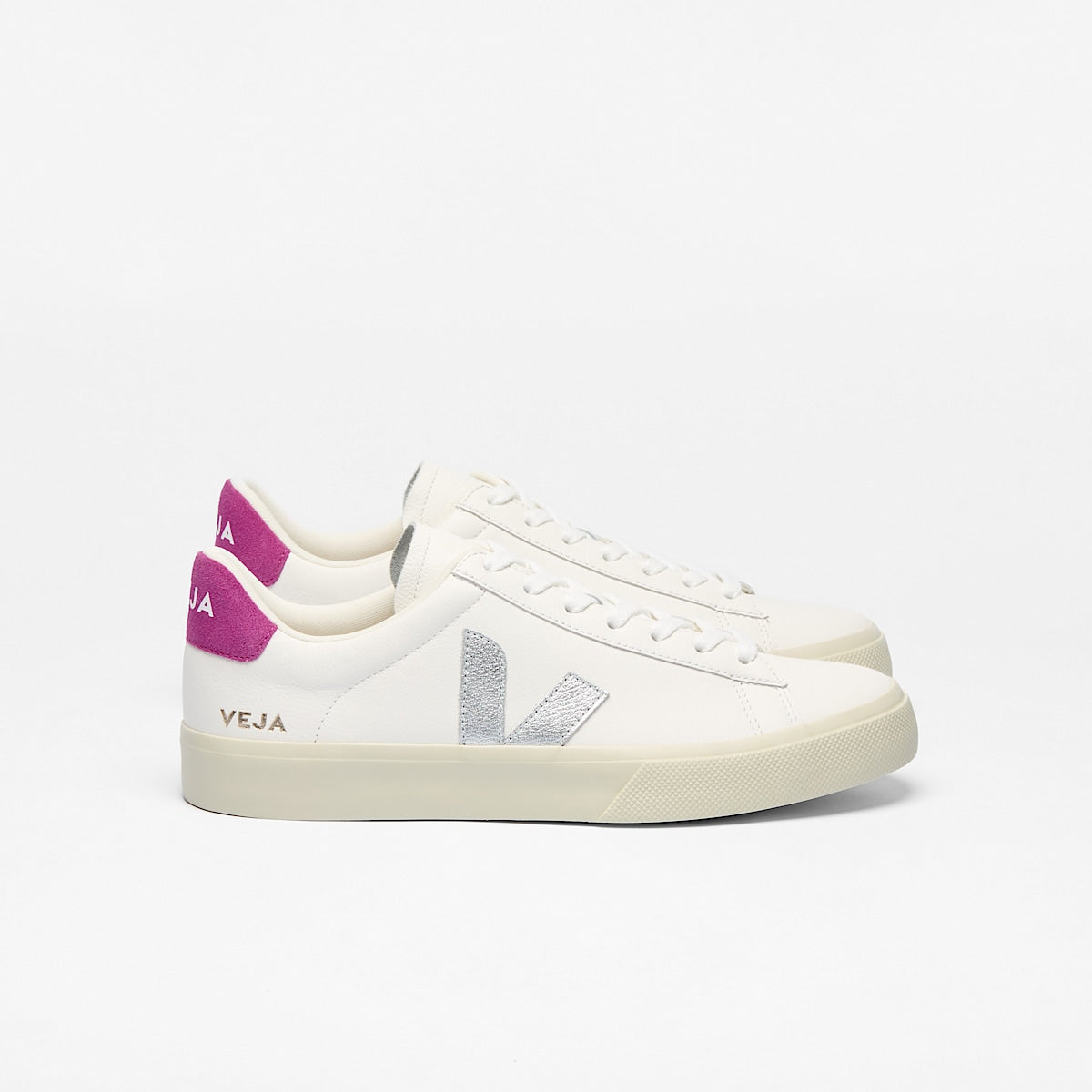 Veja Ladies Campo Leather Sneaker | CP0520788A-White Silver Ultraviolet