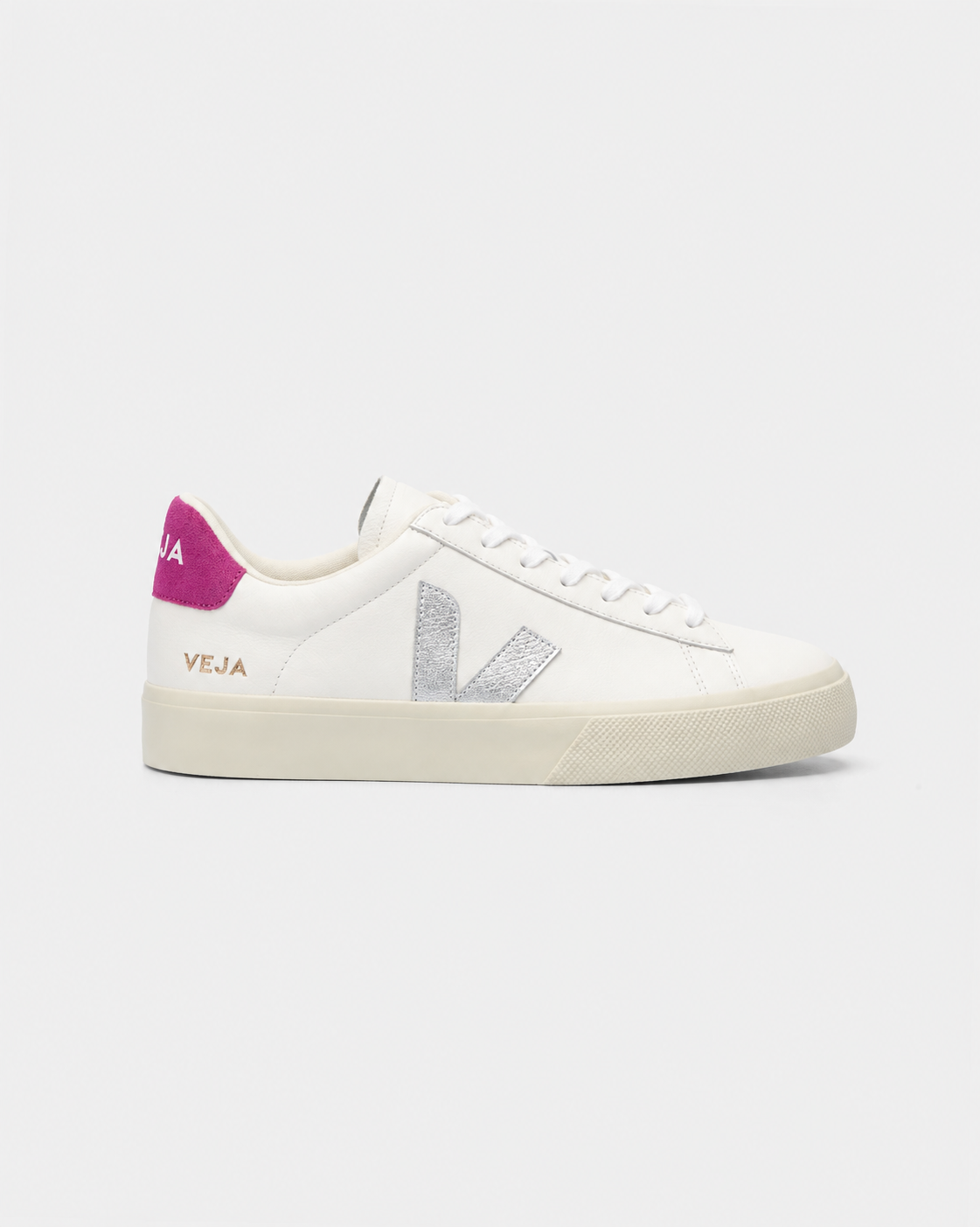 Veja Ladies Campo Leather Sneaker | CP0520788A-White Silver Ultraviolet