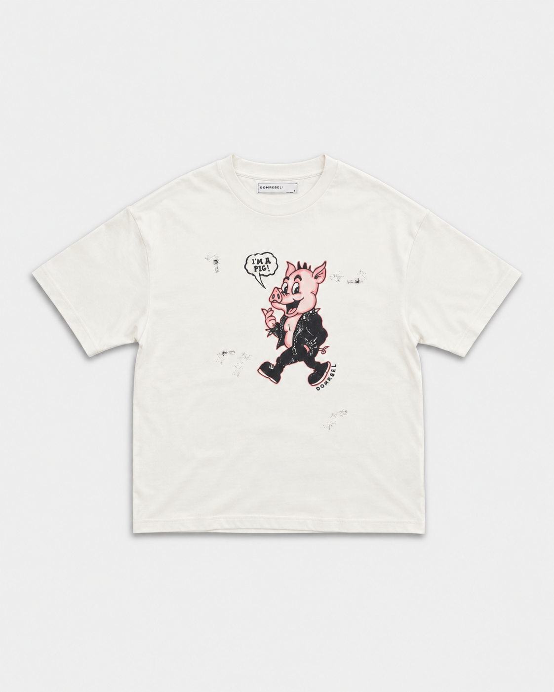 Dom Rebel Men's Pig T Shirt | Old White