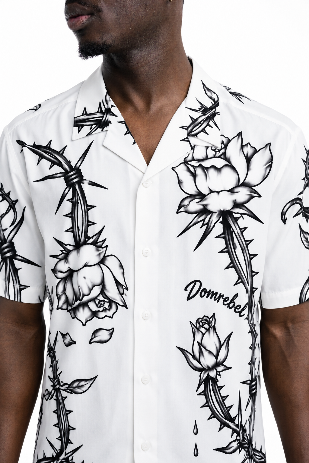 Dom Rebel Men's Inked Camp Collar Shirt | Greige