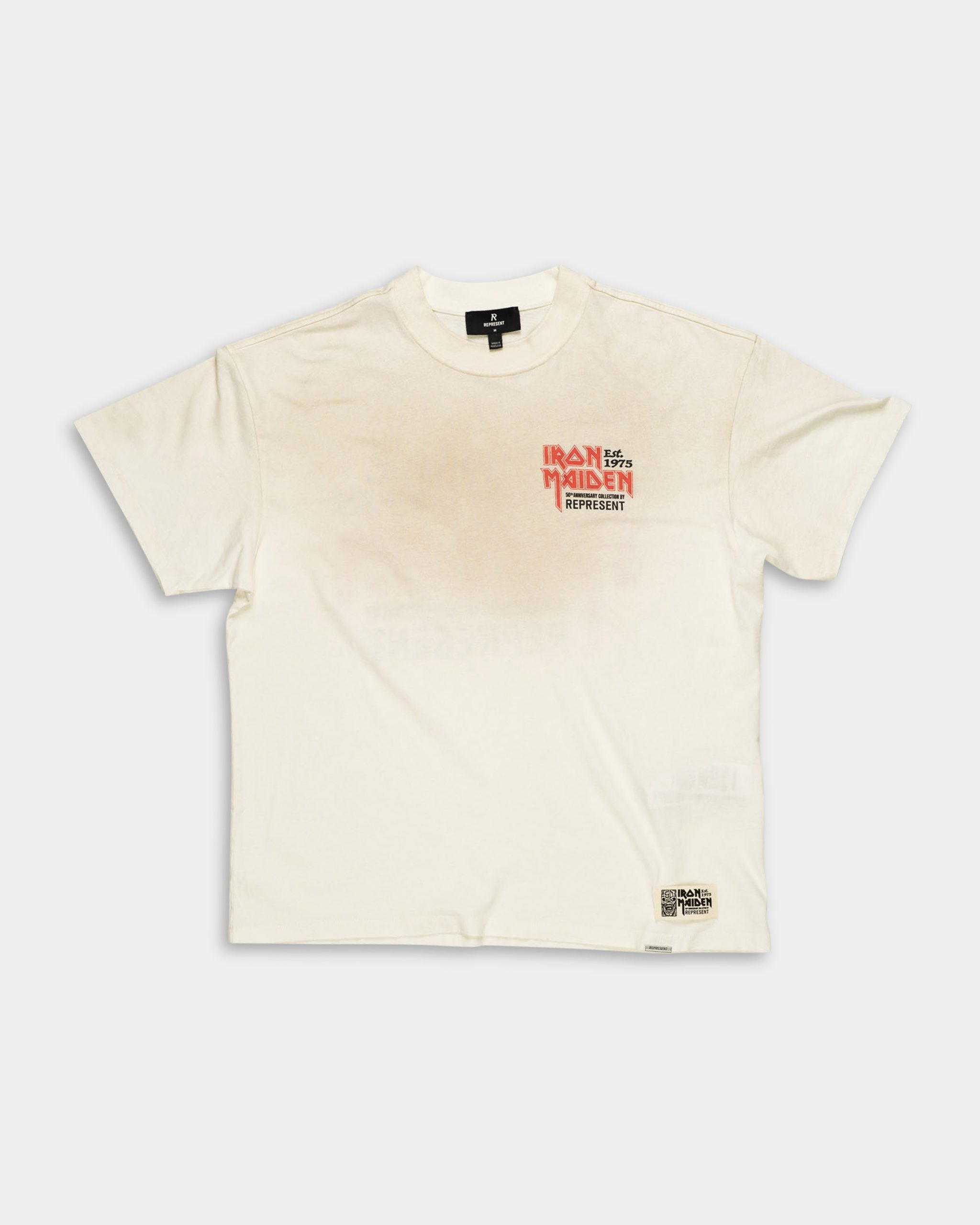 Represent Men's Iron Maiden x Anniversary T Shirt MLM100579-26 Washed Ecru