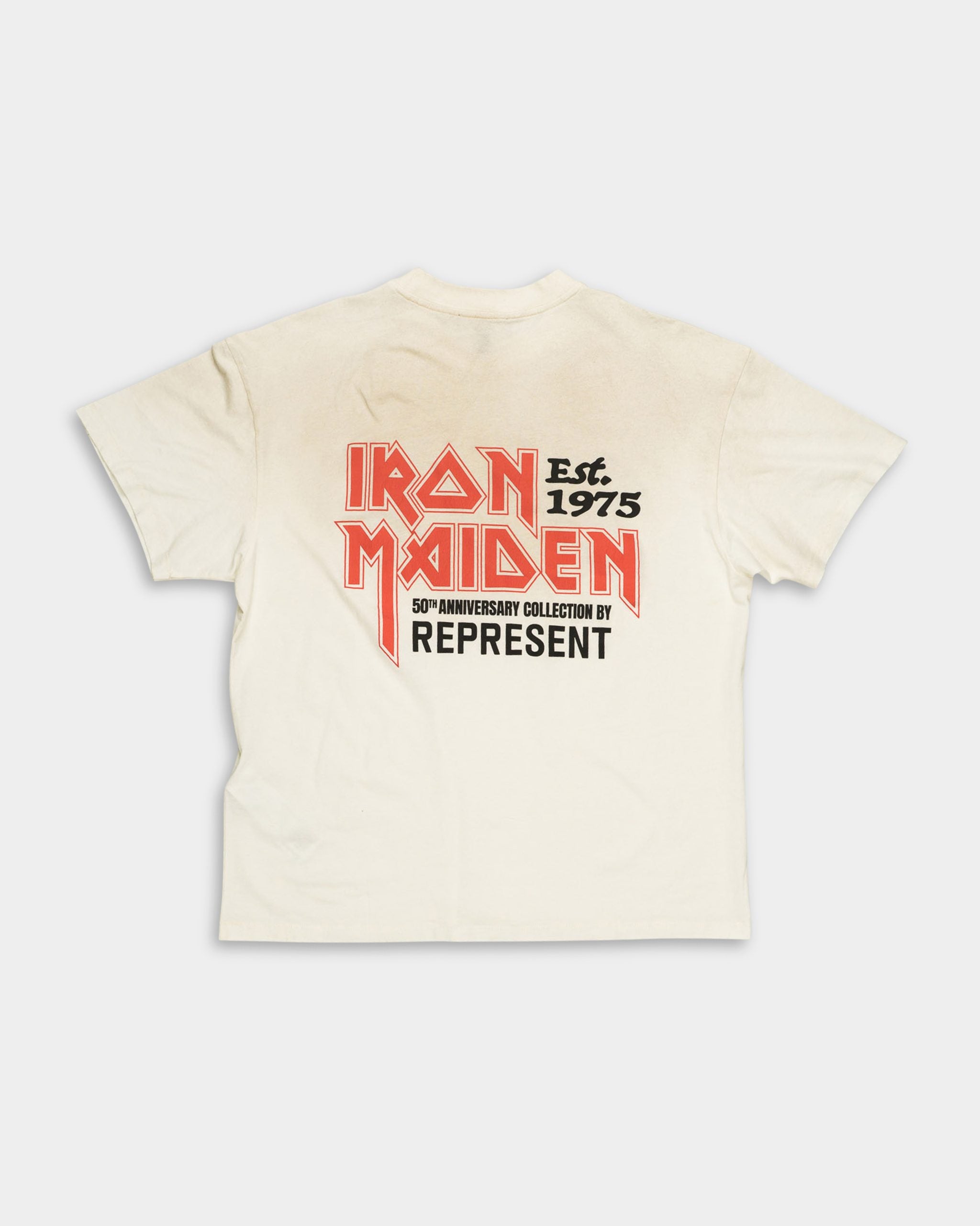 Represent Men's Iron Maiden x Anniversary T Shirt MLM100579-26 Washed Ecru