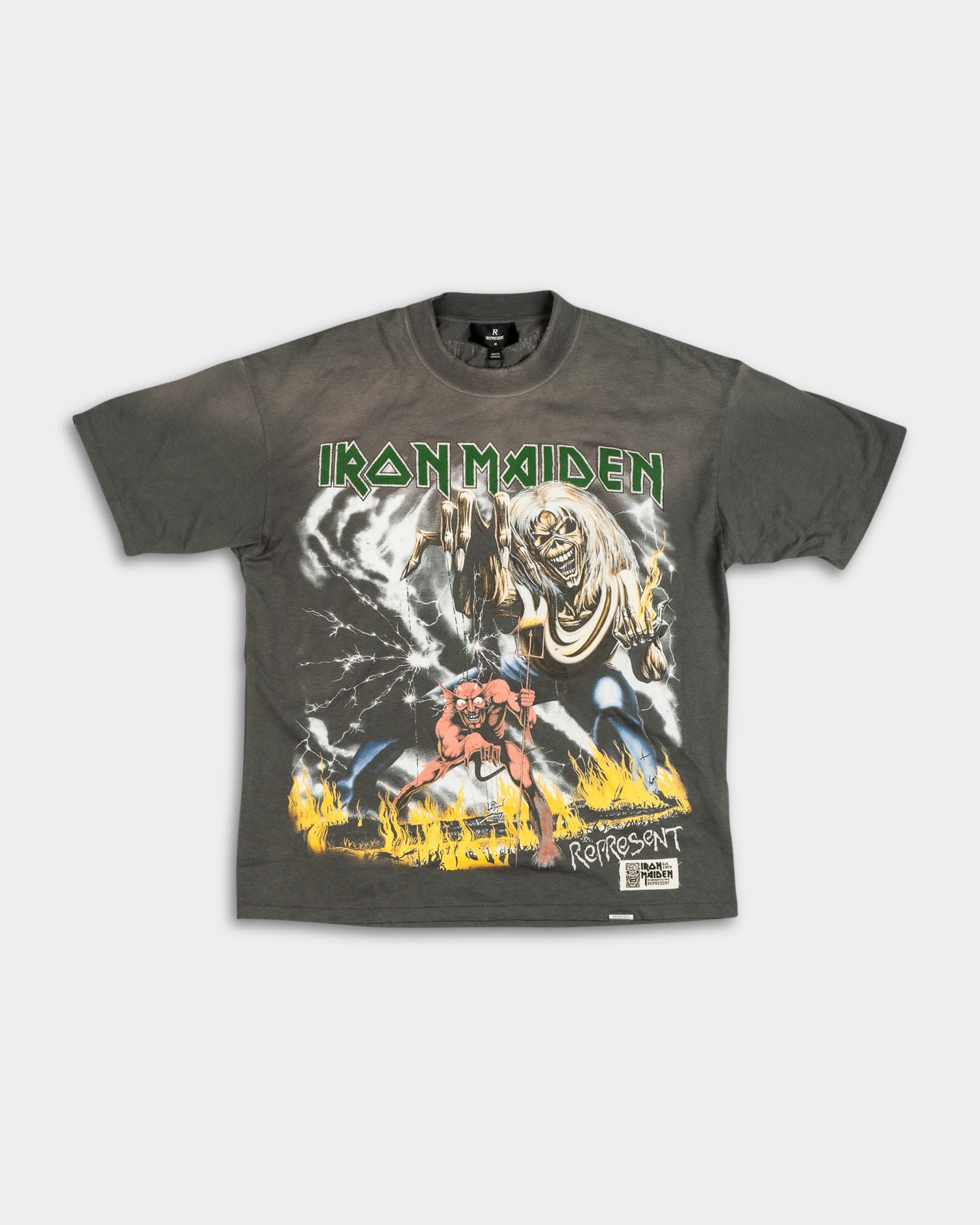 Represent Men's Iron Maiden x Number of Beast T Shirt MLM100583-46 Sunfade Grey