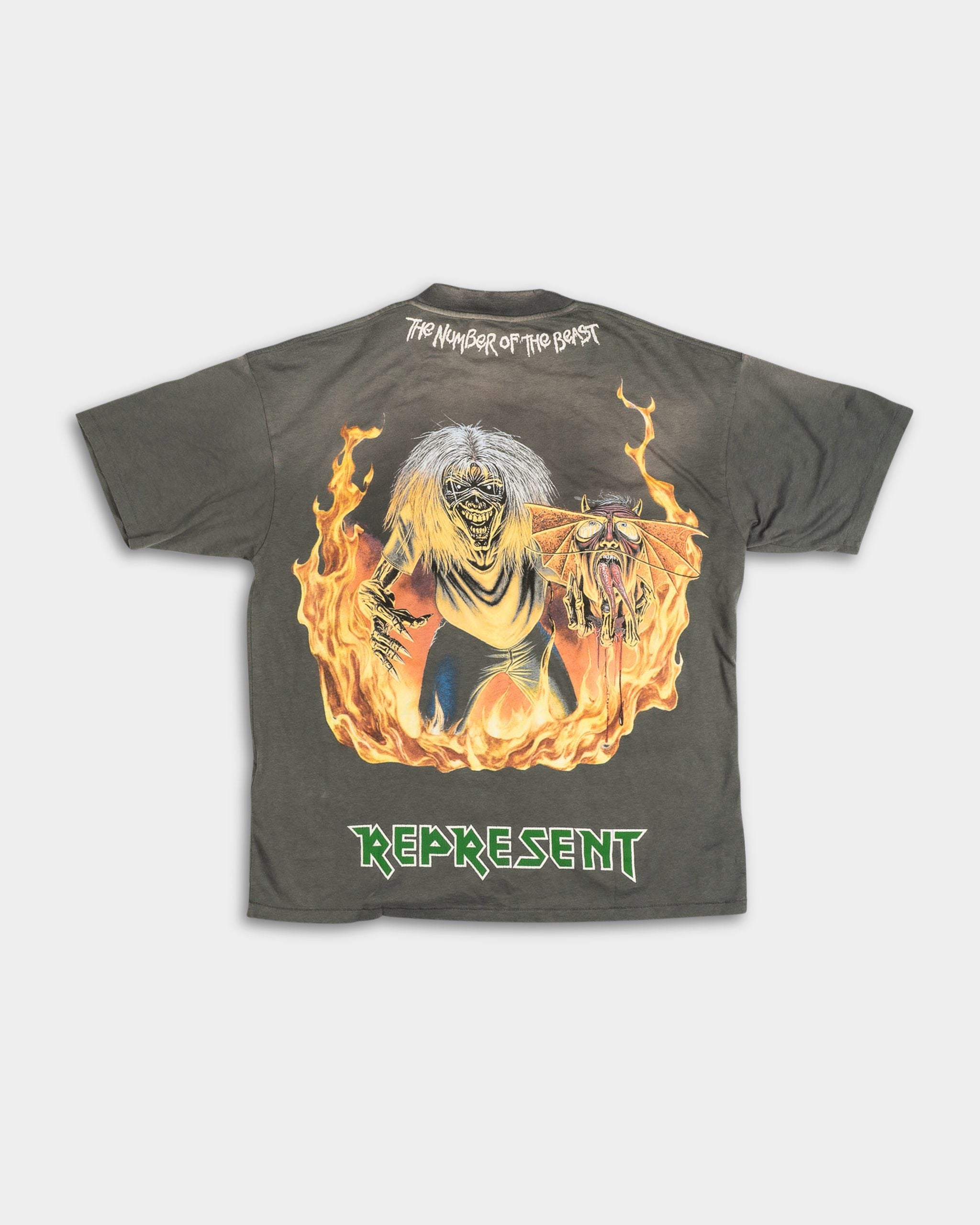 Represent Men's Iron Maiden x Number of Beast T Shirt MLM100583-46 Sunfade Grey